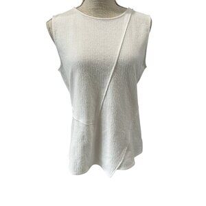 DKNY Womens White Textured Sleeveless Top With Back Zipper Size M